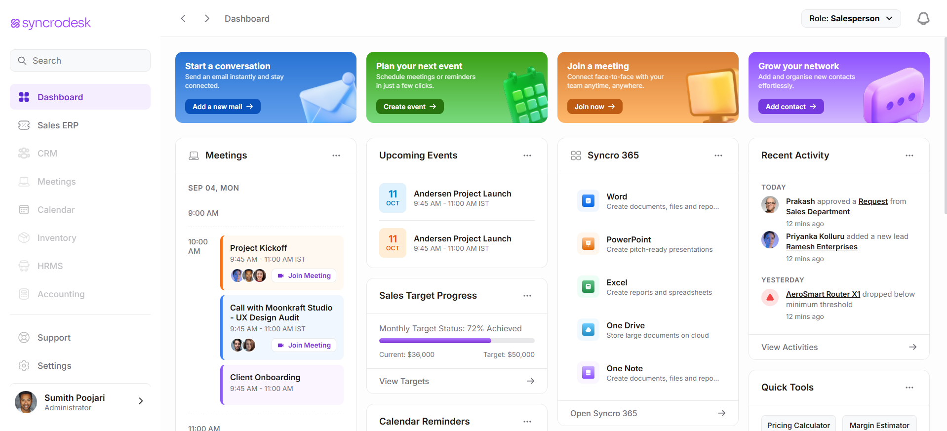 TanayaTech Business Management System Dashboard